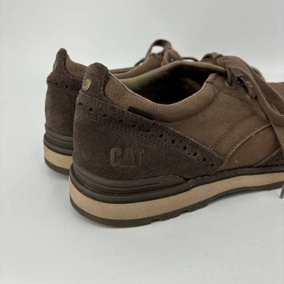CAT Caterpillar Wingtip Oxford Shoes Canvas Faux Suede Brown Men's Size 11.5 - Picture 7 of 10